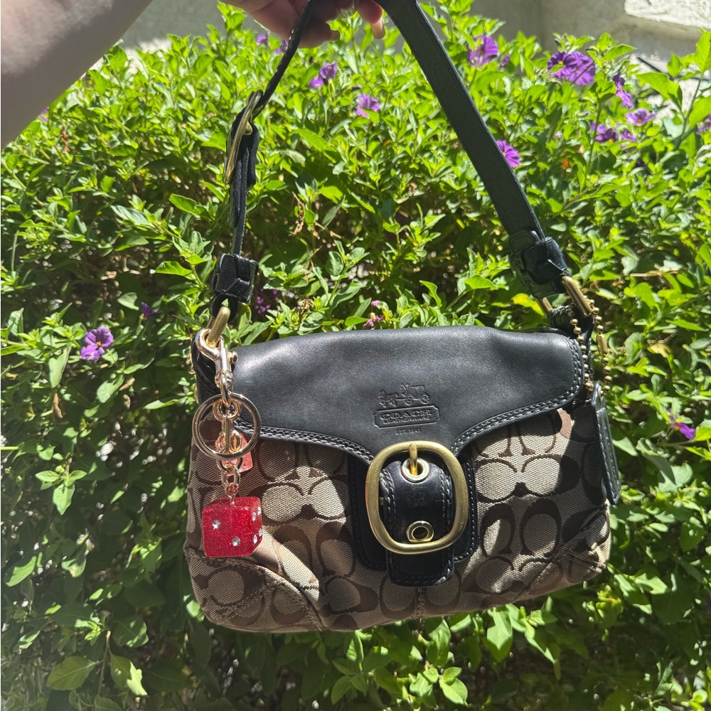 Coach Black and Brown Signature Bleeker Shoulder Bag